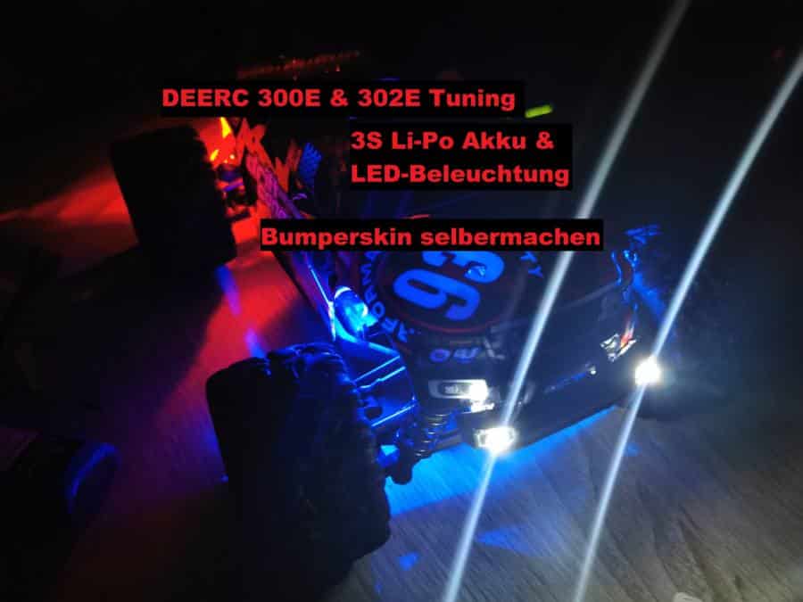 DEERC 300E & 302E: RC Auto Tuning – 3S Li-Po Akku & LED-Beleuchtung kaufen + montieren | Reparatur & Bumperskin selbermachen